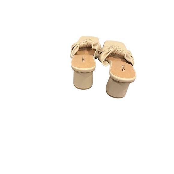 NWT SZ 7.5W Torrid Soft Knot Square Block Heel Open Toe Mules Sandals in Beige L - Picture 3 of 6